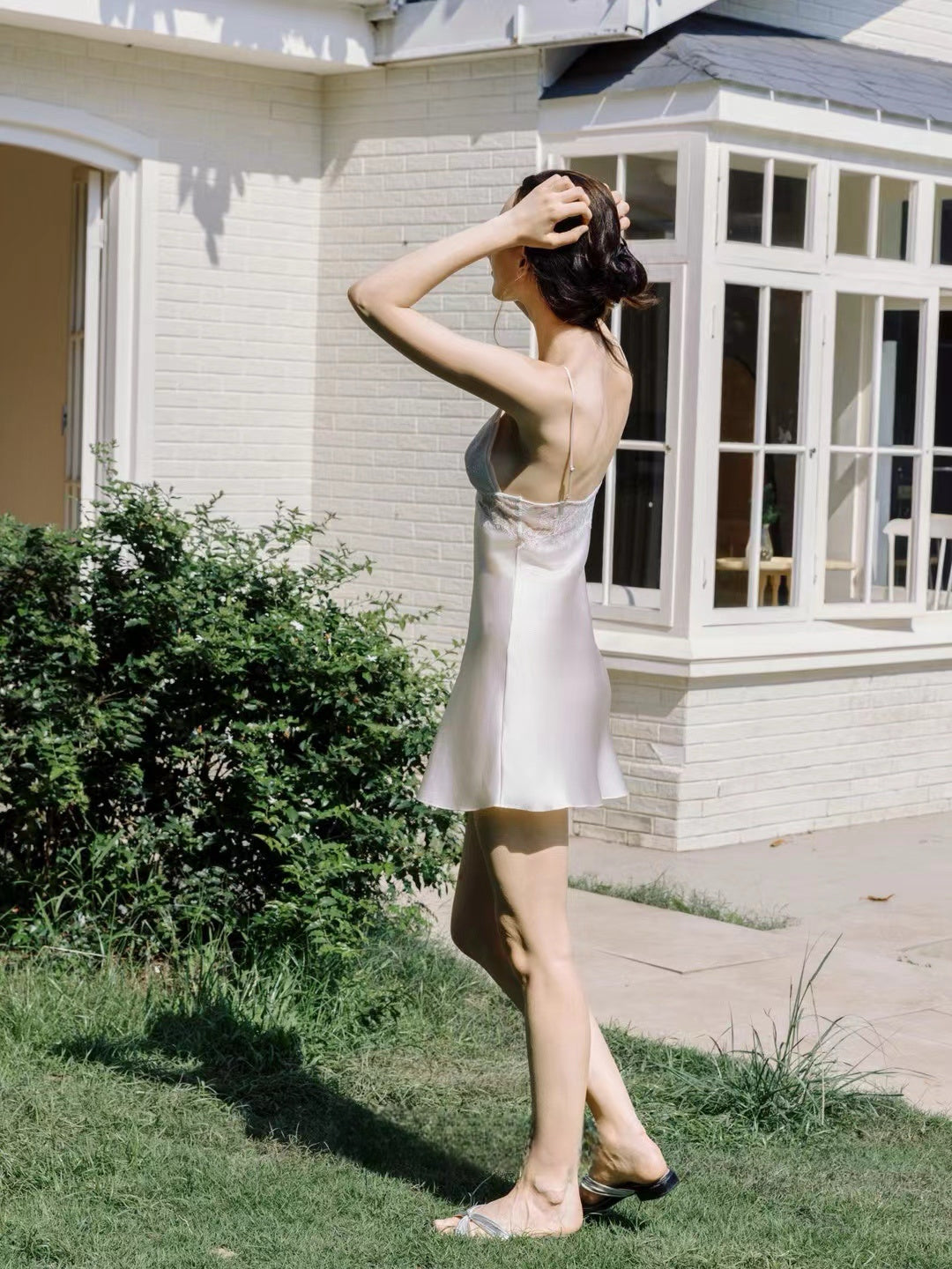 Pink Silk Lace Slip Dress