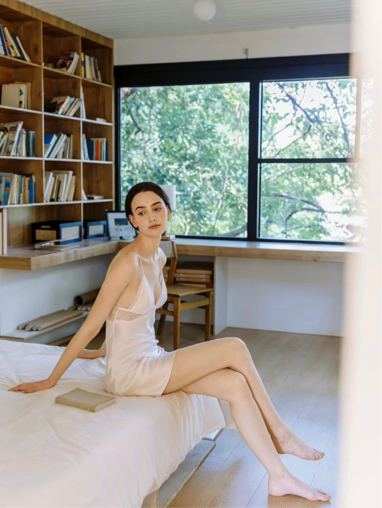 Pink Silk Lace Slip Dress