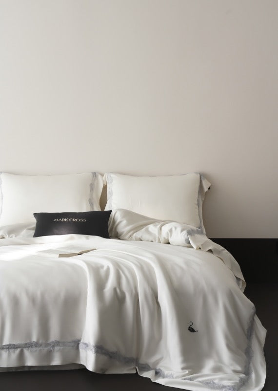 Swan Lace Tencel Bedding Duvet Cover 4 pieces Set
