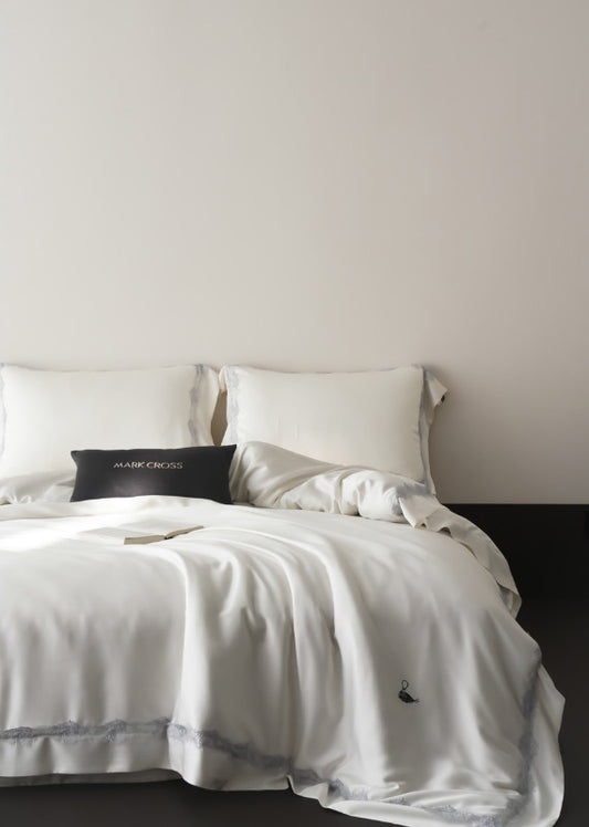 Swan Lace Tencel Bedding Duvet Cover 4 pieces Set