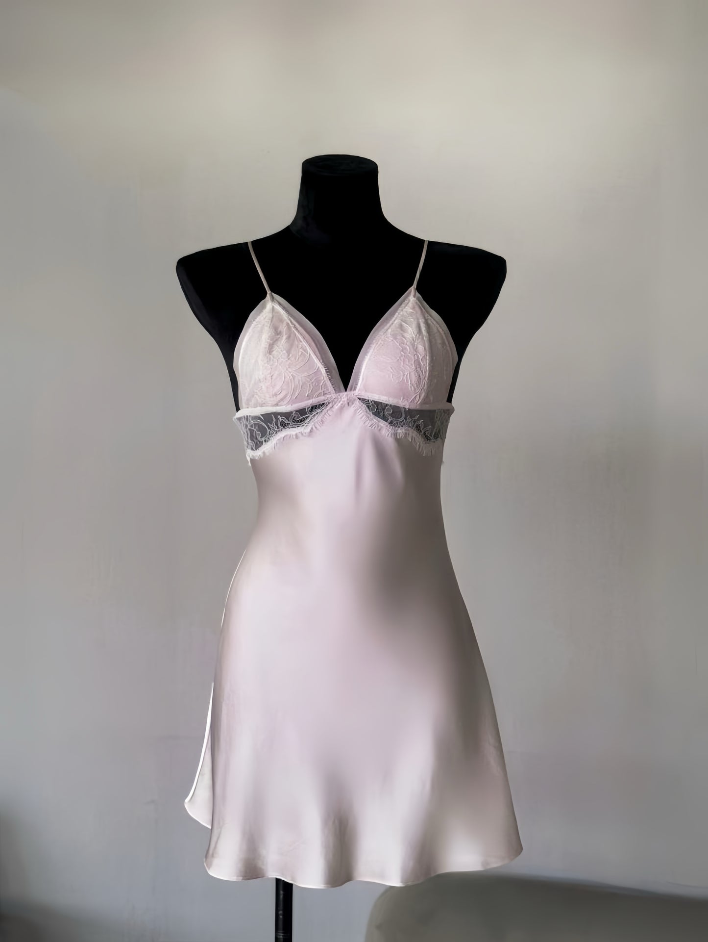 Pink Silk Lace Slip Dress